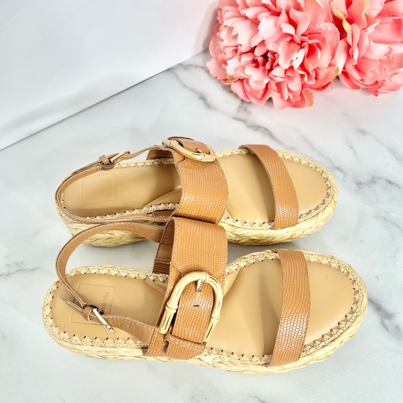 ❗️NWT❗️DOLCE VITA Chera Leather Raffia Sandals - Picture 1 of 11